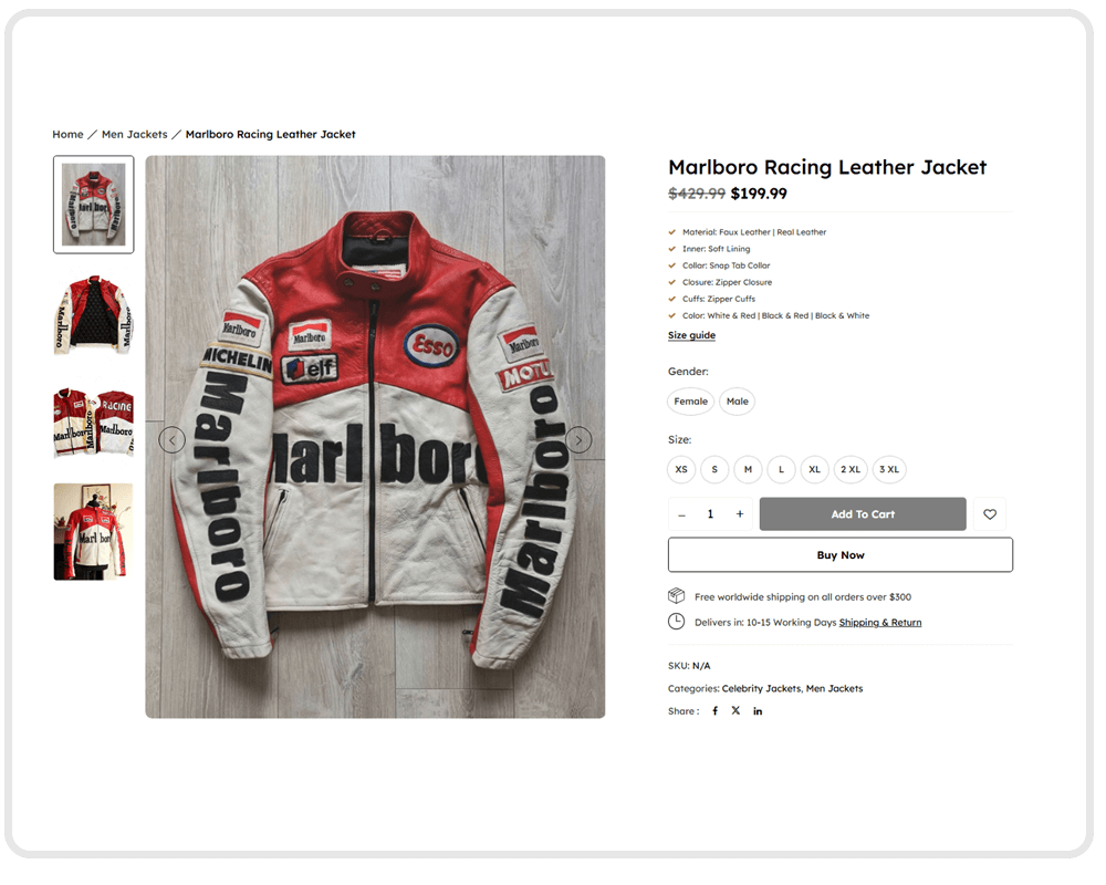 To add an item into your cart, select the size and quantity then select add to cart button
