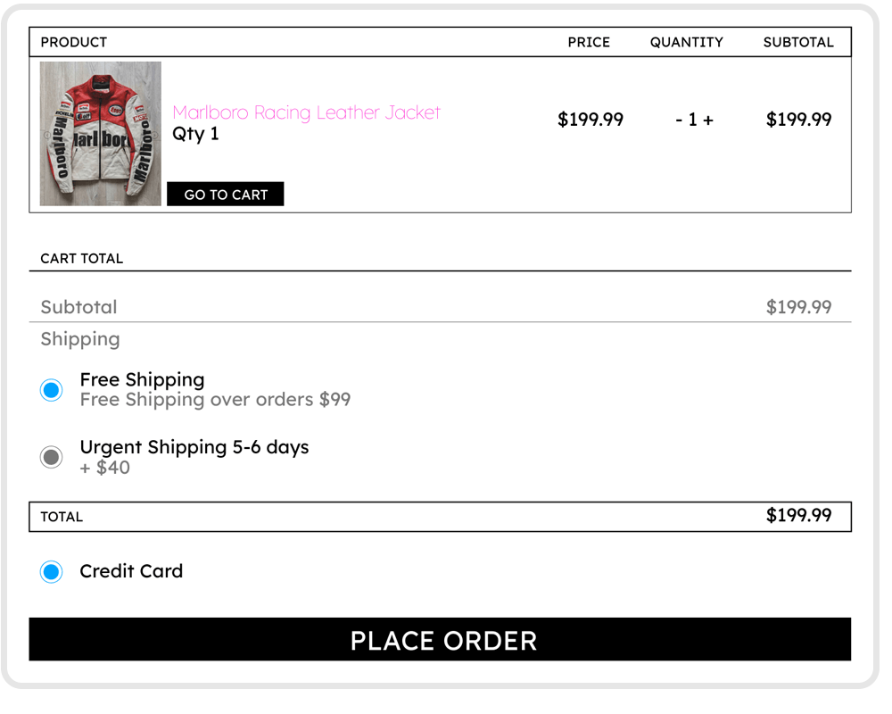 Complete your payment information by clicking Credit Card to complete your purchase